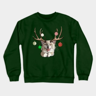 Snowshoe Siamese Catalope with Christmas Ball Ornaments Crewneck Sweatshirt